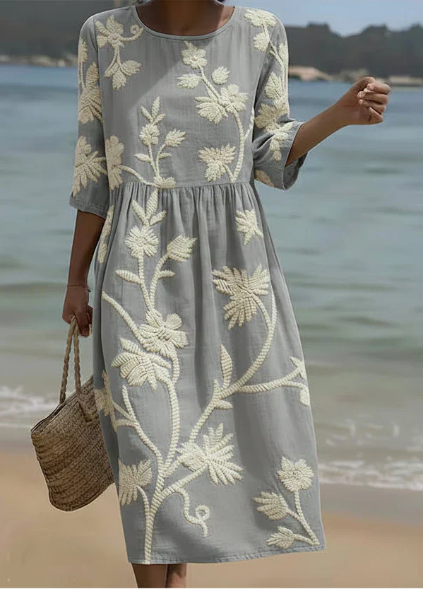 Sorelle | Abito Midi Floreale Texturizzato
