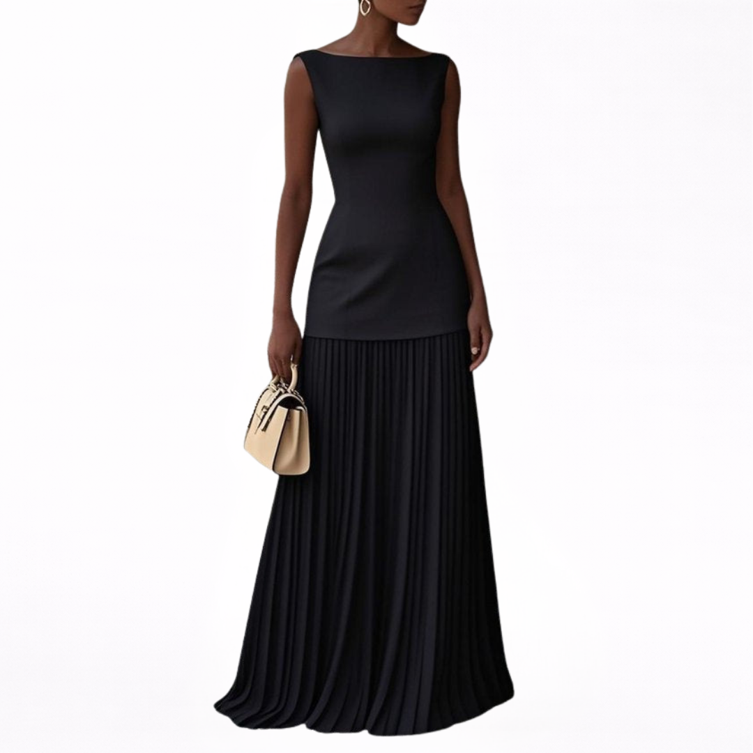 Celeste | Abito Maxi Plissettato