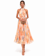 Aurora | Abito con Collo Halter e Stampa Acquerello