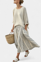 Aurora – blusa comoda e gonna midi a righe