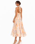 Aurora | Abito con Collo Halter e Stampa Acquerello