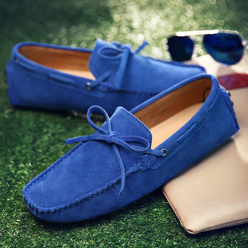 Mocassini estivi casual in pelle scamosciata