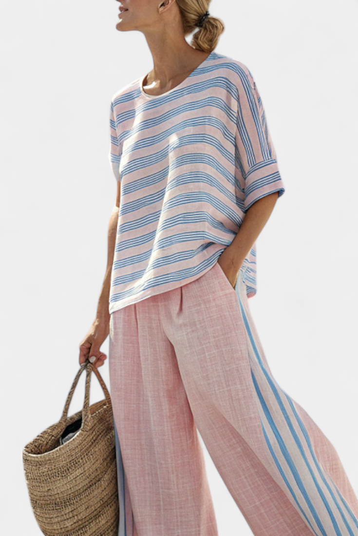 Flaminia - blu elegante e pantaloni morbidi