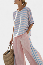 Flaminia - blu elegante e pantaloni morbidi