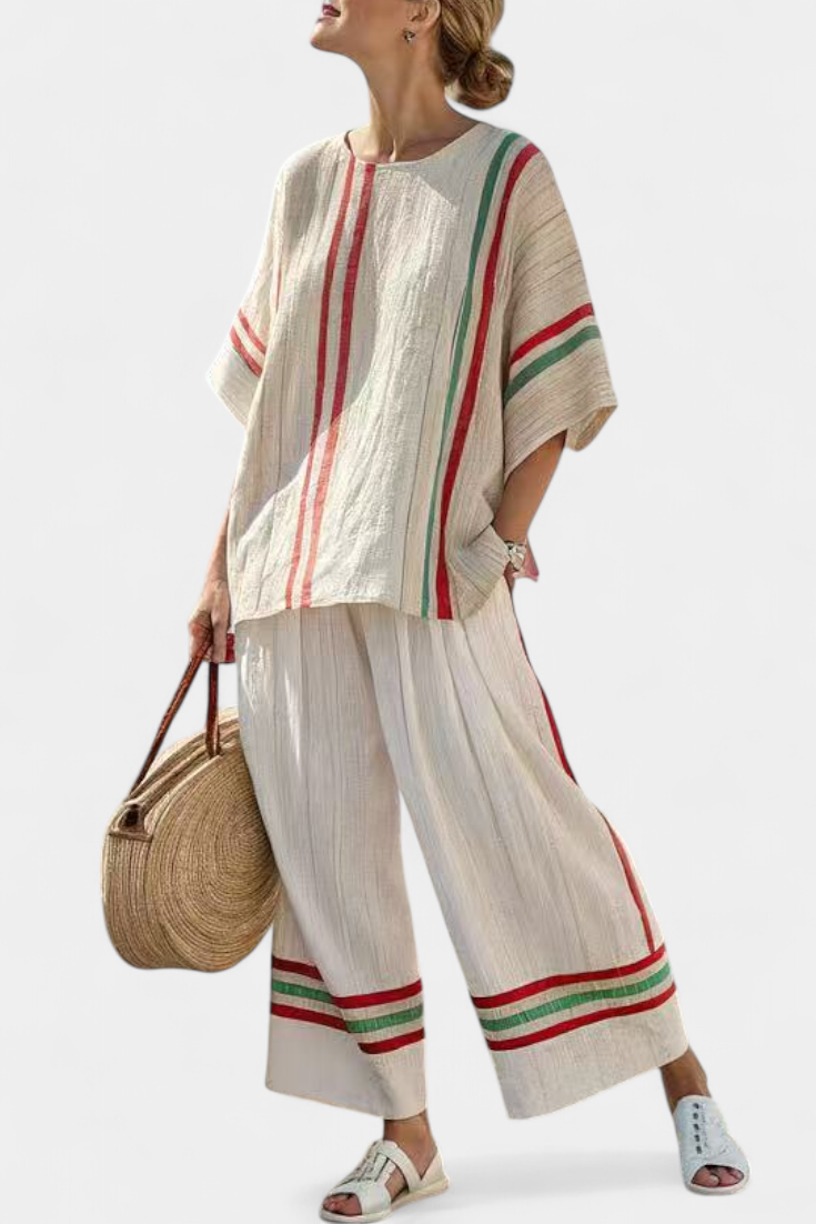 Noemi – blusa boho stampata e pantaloni larghi comodi