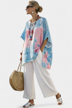 Valentina – top in lino essenziale comodo e pantaloni a righe in bambù