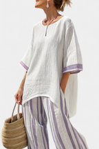 Allegra – camicetta comoda e pantaloni a righe in bambù