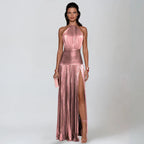 Emma | Vestito Halter Aperto sulla Schiena Metallico