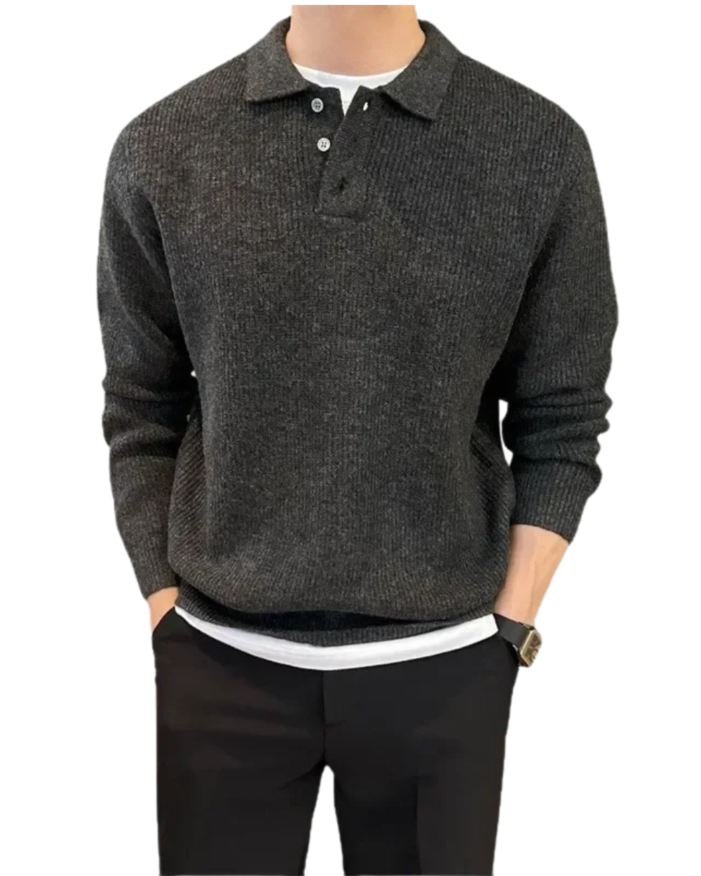 Elegante maglione polo lavorato a maglia